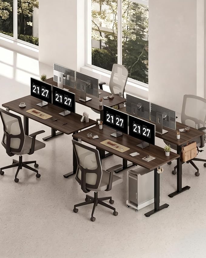 FLEXISPOT 71x32 Inch Electric Large Standing Desk for Home & Office, Spacious Splice Board Desk with Cable Management & Organizer, Cup Holder & Hook, Black Walnut
