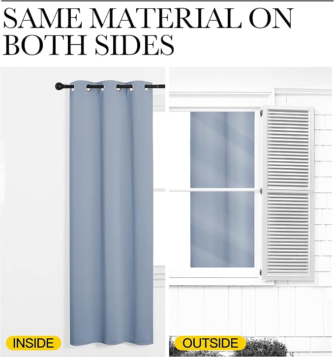 NICETOWN Vintage Blue Blackout Curtains 78 inches Length for Living Room, 2 Panels, 55" Wide, Thermal Insulated Decoration Drapes for Bedroom Window