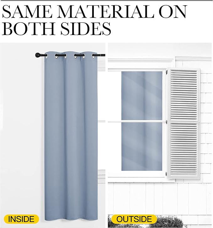 NICETOWN Bedroom Blackout Curtain Panel - (120 inches by 108 inch, Vintage Blue, 1 PC) Energy Saving Thermal Insulated Grommet Blackout Drapery for Patio, Room Divider Curtain