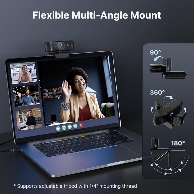 NexiGo 1080P 60FPS Webcam with Software Control and Microphone, AutoFocus, w/Privacy Cover, N680P Pro Computer Web Camera for Skype Zoom Teams, Mac PC Laptop Desktop