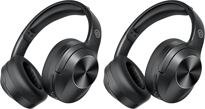 Upgrade Pro‑level Hybrid Active Noise Cancelling Headphones with HD Sound, Wireless Bluetooth Headphones Over The Ear Unequaled Comfort, Vivid Deep Bass, for Home Office Travel, Black , (Pack of 2)