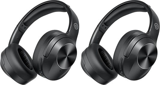 Upgrade Pro‑level Hybrid Active Noise Cancelling Headphones with HD Sound, Wireless Bluetooth Headphones Over The Ear Unequaled Comfort, Vivid Deep Bass, for Home Office Travel, Black , (Pack of 2)
