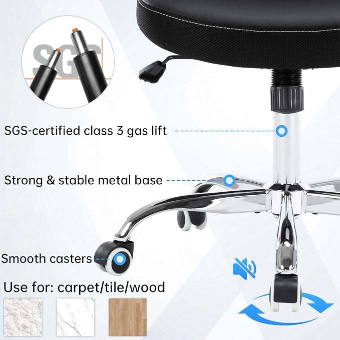 Ergonomic Office Chair Adjustable PU Leather Computer Chair with Lumbar Support,Flip-Up Arms, Breathable Mesh Back, Swivel Rolling Executive Desk Chair for Home Office, Black