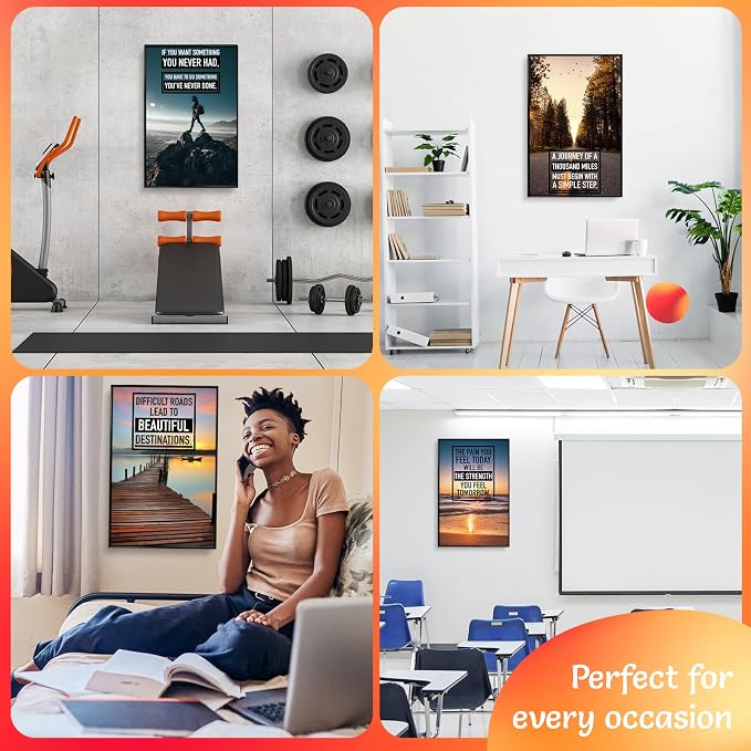 Motivational Posters Set of 6 - Unframed 11x17 Colorful Wall Art Prints for Office, Bedroom & Living Room | Positive Affirmation Decor | ThrowbackTraits