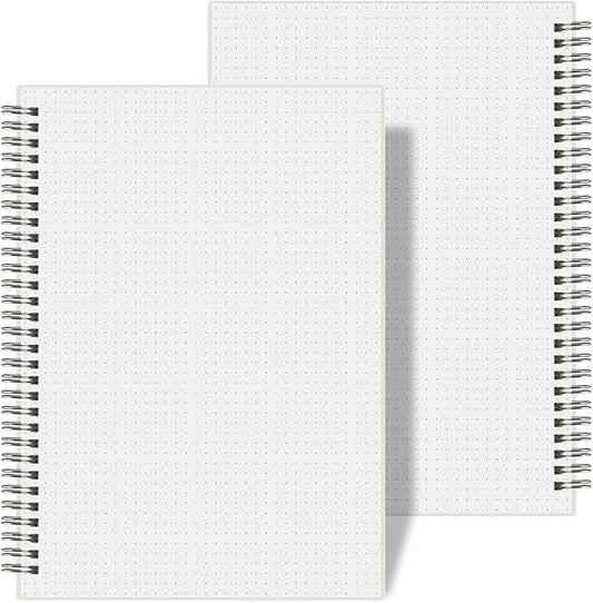 AHGXG Dotted Journal Spiral Notebook (2-Pack), Dot Grid Journal Large B5 with Transparent Hardcover, Wirebound Notebook 100GSM Dotted Paper, for Journaling, 7.3"X 10"