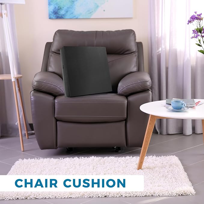 Menkxi Recliner Cushions for Elderly, Thicken Memory Foam Seat Cushion, Square Chair Cushions Non Slip Pads for Recliners, Armchairs, Relief and Comfort(Black, 20 x 20 x 3 Inch)