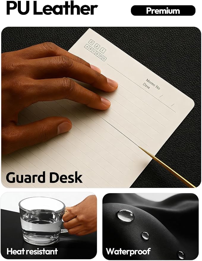 YSAGi Leather Desk Pad Protector, Office Desk Mat, Large Mouse Pad, Non-Slip PU Leather Desk Blotter, Laptop Desk Pad, Waterproof Desk Writing Pad for Office and Home (Black,55" x 17.2")