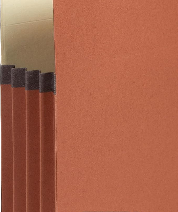 Blue Summit 10 Redwell Folders Legal Size, Brown Accordion File Folders, 3.5” Red Rope Expandable Pockets, Expanding Organizer (Pack of 2)