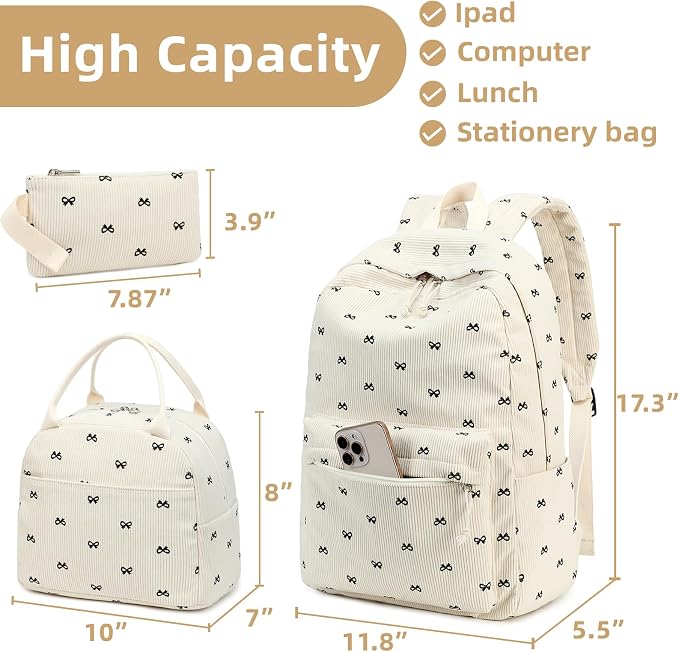 LEDAOU Backpack for Girls School Bag Kids Bookbag Teen Backpack Set Daypack with Lunch Bag and Pencil Case | Kids