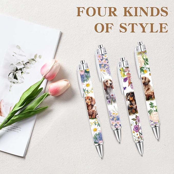 Dachshund Gifts for Women, Wiener Dog Stationery Sets, Weenie Puppy Lovers Sticky Notes Makeup Bag & 4 Ballpoint Pens Cute Animal Accessories School Office Stocking Stuffers for Christmas, Birthday