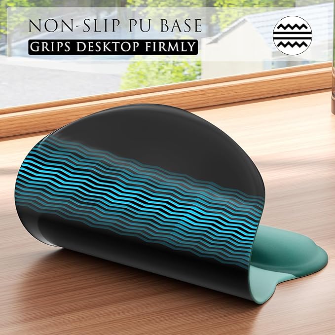 MROCO Ergonomic Mouse Pad with Gel Wrist Rest, Smooth Wrist Support Surface, Non-Slip PU Base for Pain Relief, Comfortable Mousepad for Computer, Laptop, Office & Home, 9.4 x 8.1 in, Green Gradient