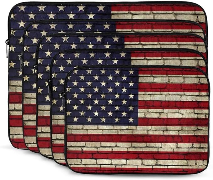 American Flag on The Wall Laptop Sleeve 13 inch, Slim Laptop Bag Case with Zipper, Portable Tablet Computer Carrying Case for Men Women