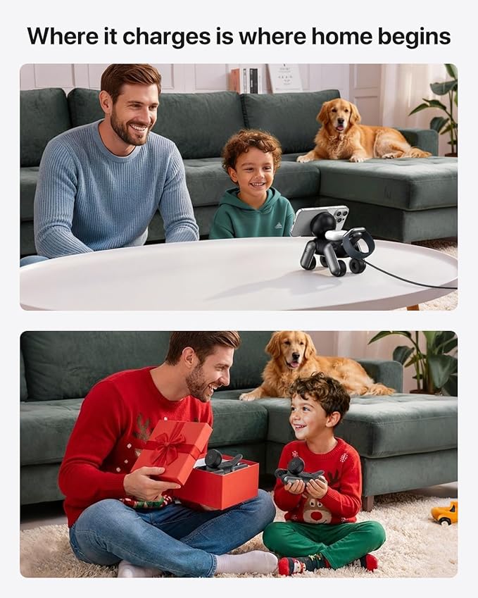 3 in 1 Wireless Charging Station for Apple Devices,Foldable Cute Magnetic Mag-Safe Wireless Charger Stand with Night Light for iPhone 17 Air 16 15 14 13 12 Series,AirPods 4 3 2 Pro,Apple Watch