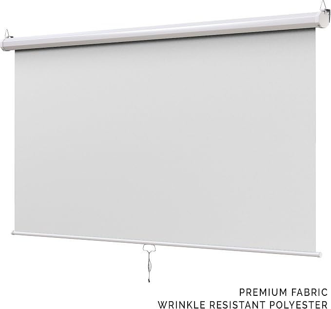 【Wider Style】 KHOMO Gear White Screen 84 x 84 inch – Extra Large Pull Down Backdrop – Portable Collapsible Roll Down Projector Screen – White Screen for Video, Streaming, and Photography