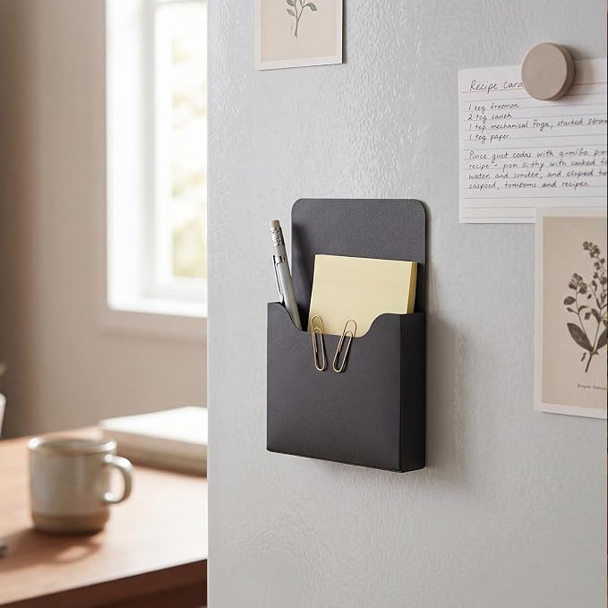 Gilprop 8 Pack Magnetic File Holder, 5"x7"x1.2" Magnetic Wall File Folders for Whiteboard, Hanging Classroom Organizer Storage, Refrigerator Magazine Holder for Mail Letters Paper Desk Office