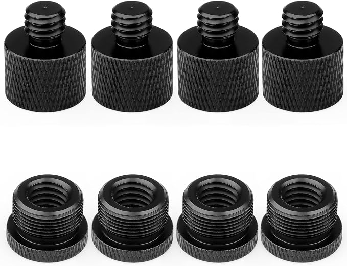 Mic Stand Adapter 3/8 Female to 5/8 Male Microphone Stand Adapter and 5/8 Female to 3/8 Male Mic Thread Adapter for Blue Yeti Snowball Boom Arm Mic Stand Mount to Tripod, Combo 8 Pack by ChromLives