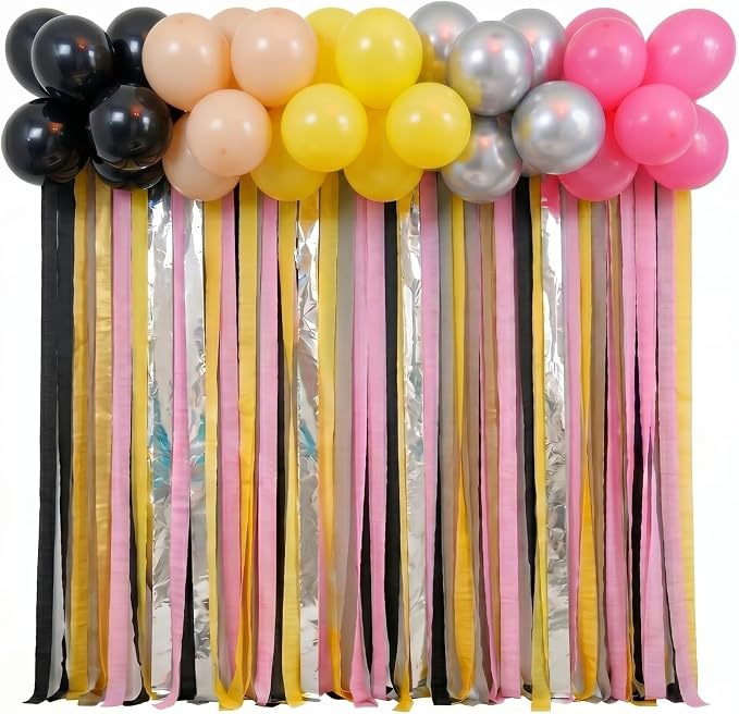 Eaasty 58 Set Pencil Balloon Arch Fringe Backdrop Back to School Party Decorations Balloon Fringe Arch Kit Pencil Theme Photo Backdrops Props Booth for Classroom Welcome Back to School Party Supplies
