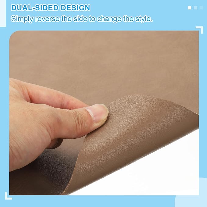 PATIKIL 35.4" x 17.7" Leather Desk Pad Protector, Large Dual-Sided Desk mat Waterproof PVC Leather Mouse Pad for Laptop Computer Writing Desk Table Gaming Home, Brown