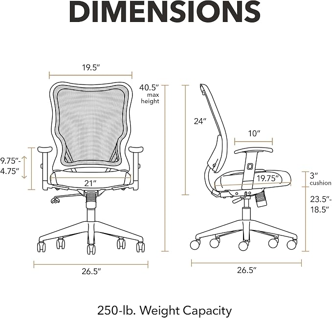 HON Wave Ergonomic Office Chair, Lumbar Support, Desk Chair, Black | High back ergonomic office desk chair with lumbar support, adjustable arms, office decor, advanced tilt for comfort