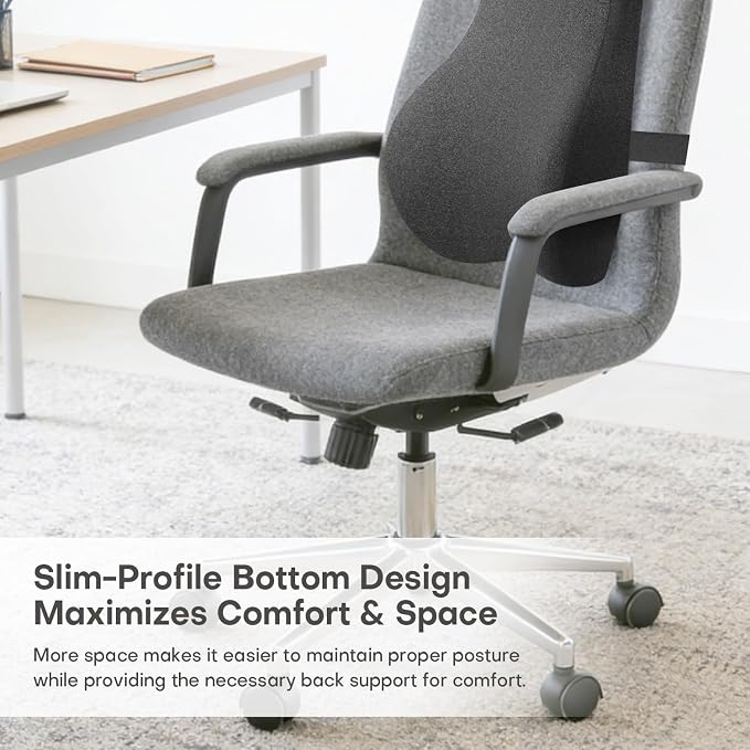 Back Support for Office Chair, 24" Full Back Memory Foam Cushion | No Forward Push Design • Lumbar & Back Pain Relief • Extended Upper Back & Neck Comfort • Dual Adjustable Straps