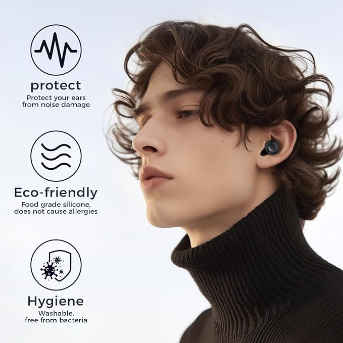 Ear Plugs for Sleeping Noise Cancelling, 45db Ear Plugs for Noise Ultra-Comfy Reusable Noise-Reducing Earplugs with 10 Ear Tips Silicone Hearing Protection for Deep Focus, Travel, Noise Sensitivity