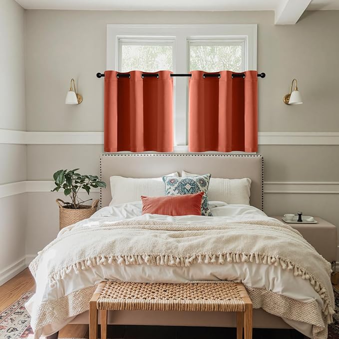 MIULEE Blackout Curtains for Bedroom Living Room 2 Panels, Thermal Insulated Room Darkening Drapes Grommet Noise Reducing Light Blocking Window Treatments 36 Inches Long 40x36 Inch Burnt Orange