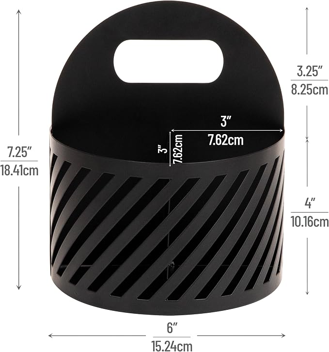 Mind Reader Round Metal Desktop Carousel Organizer with Handle, Four Compartments, Office Supplies and Accessories, Metal, Black