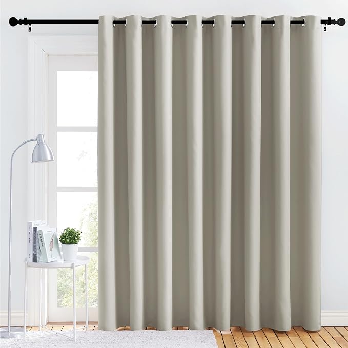 NICETOWN Lower Noise Room Divider Curtain Screen Partitions, Natural, 1 Panel, 84" Tall x 120" Wide, Blackout Sound Reducing Divider Room Curtain Panel for Doorway/Window/Sliding Door/Patio