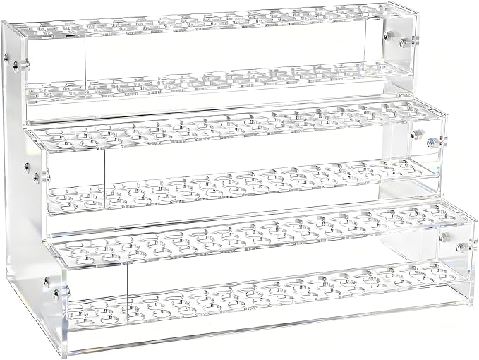 144-Slots Pen Holder for Craft Shows,3-Tier Acrylic Pen Display Stand Holders for Vendors,12mm Beadable Pens Display Beaded Pens Organizer Paint Brush Storage Makeup Brush Rack for School Essentials