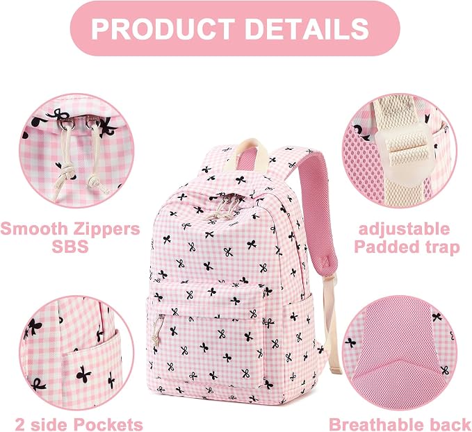 LEDAOU Backpack for Girls School Bag Kids Bookbag Teen Backpack Set Daypack with Lunch Bag and Pencil Case | Kids