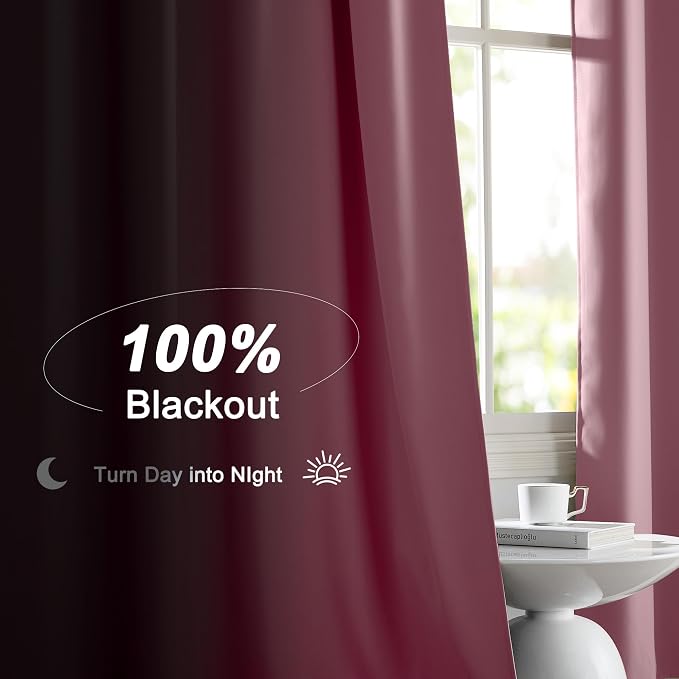 NICETOWN Crystal Pink Blackout Curtains for Girls Bedroom, 52x84 Inches 2 Panels Energy Efficient Thermal Insulated Drapes, Rod Pocket Black Lined Window Treatment, Double Layer Shading