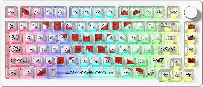 Cherry Profile Transparent Keycaps Set, Custom Keyboard Key caps 115 Keys, Shine Through Street Graffiti Style Clear Keycaps for Mechanical Keyboard, Compatible with 60% 65% 75% 98% 100% Layout