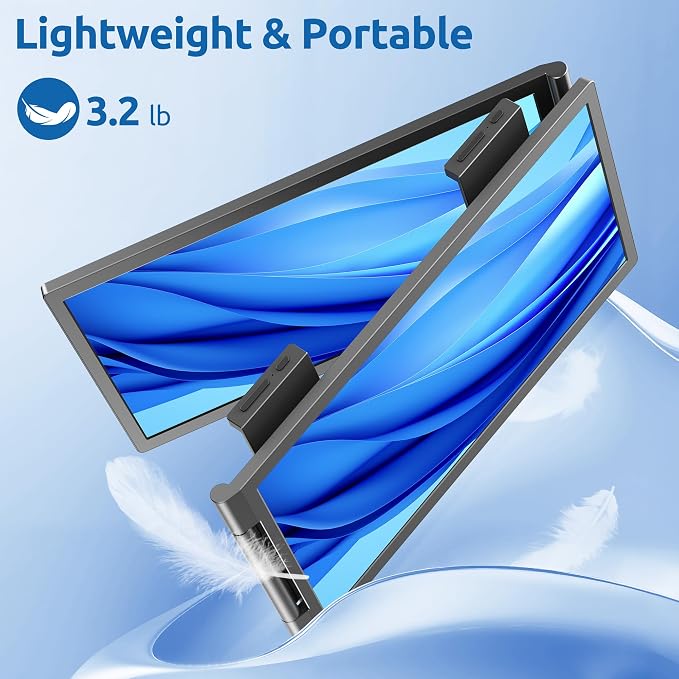 MAGICRAVEN Dual Laptop Screen Extender, 14" 1080P Portable Monitor, Type-C (No HDMI) Plug and Play for 13.3" - 16.1" Laptops, 270° Rotation Attachment Display for Windows/MacOS/Chrome Laptop Phone