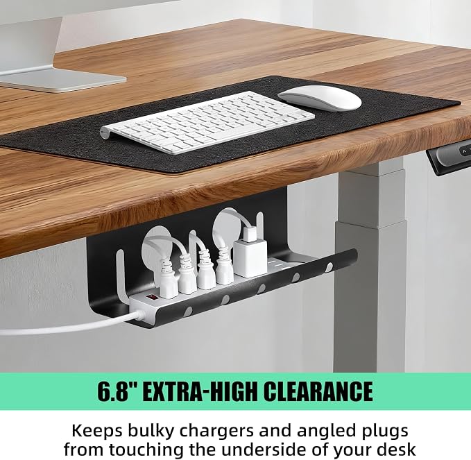 Large Metal Under Desk Cable Management Tray, 16.5"L x 4.7"W x 6.8"H, 2 Pack Under Desk Cable Tray, Wire Organizer for Power Strip, Tape Mount or Screw Mount, Easy Install Cord Raceway for Desk & Home