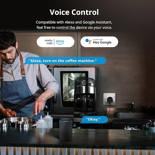 Smart Plug Compatible with Alexa and Google Home, WiFi Smart Outlet Socket Remote Control Timer Function, Only 2.4GHz Network