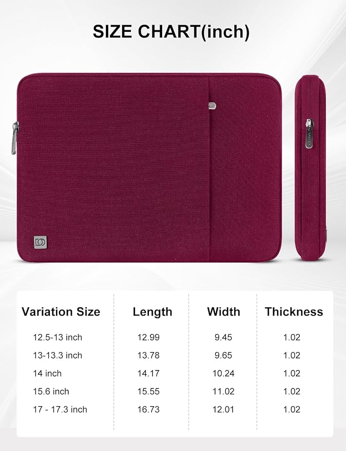 DOMISO 17 inch Laptop Sleeve Case Notebook Bag Protective Carrying Handbag for 17.3" Notebook/Dell Inspiron/MSI GS73VR Stealth Pro/IdeaPad 300 320 321/HP Envy/LG Gram 17"/ASUS ROG Strix GL702VS, Wine