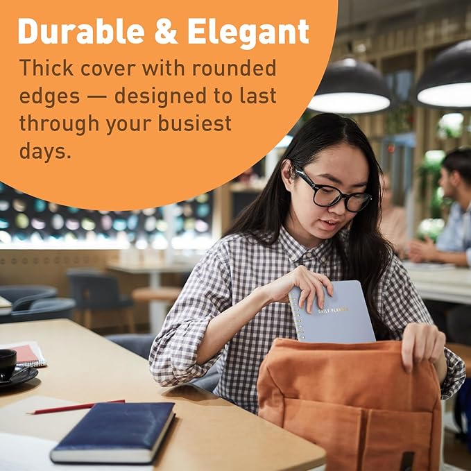 Sweetzer & Orange Daily Planner Notebook – Undated Two-Page Daily Layout with Hourly Schedule, To-Do List, Priorities, and Notes – 6.5" x 9.5" Spiral Bound Productivity Organizer – 160 Pages