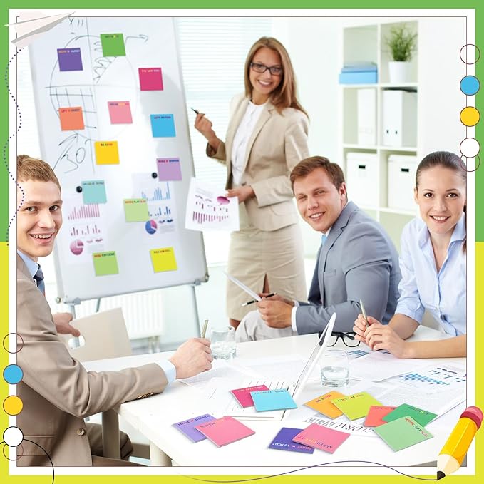 Yinder 24 Pcs Inspirational Sticky Notes Thank You Gift Motivational Sticky Note Pad Employee Appreciation Gift Bulk for Staff Coworker Teacher Nurse Office Groups 3 x 3'' (Motivational,Bright Color)