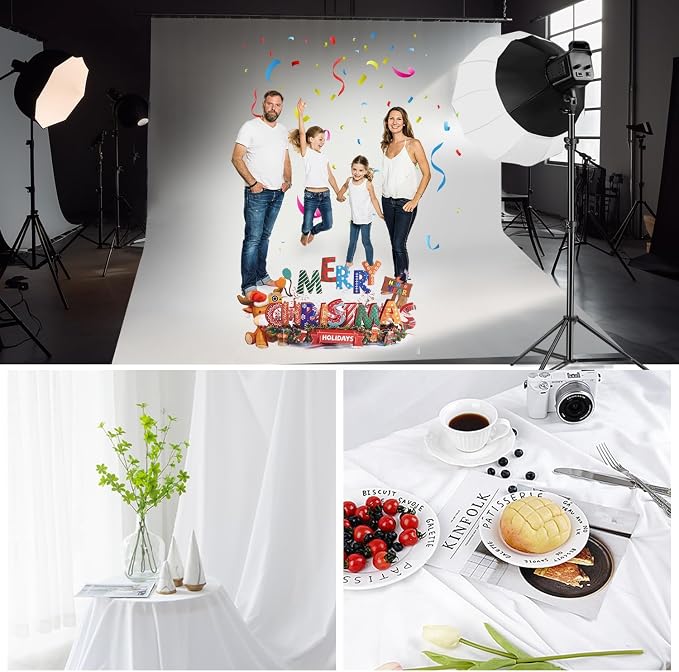 Backdrop for Photoshoot 10x20ft, Large White Photo Curtain for Party, Thick Polyester Fabric Background for Photography, Screen Drapes for Photographic Studio Video Recording