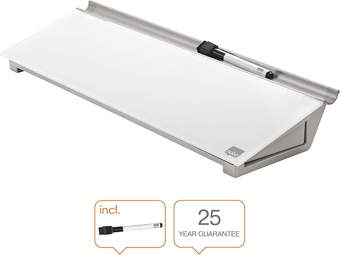 Nobo Glass Dry Wipe Desktop Whiteboard Pad, 45.8 x 6 x 14 cm, Brilliant White, 1905174