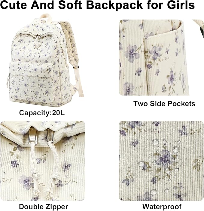 BTOOP School Backpacks for Teen Girls Bookbags Lightweight Kids Backpack School Bags Set with Lunch Box Pencil Case