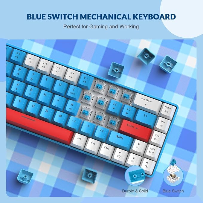 LexonElec 60% RGB Gaming Keyboard and Mouse Combo,Wired Mechanical Keyboard,68 Keys TKL Compact Mini Layout,Honeycomb Gaming Mouse,Up to 6400DPI,for PC MAC PS5 Xbox,(Pink)
