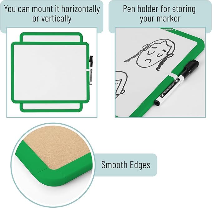 Mr. Pen- Dry Erase Board, 14” x 11” with a Black Dry Erase Marker, Small Mini White Board for Students, Back to School Supplies