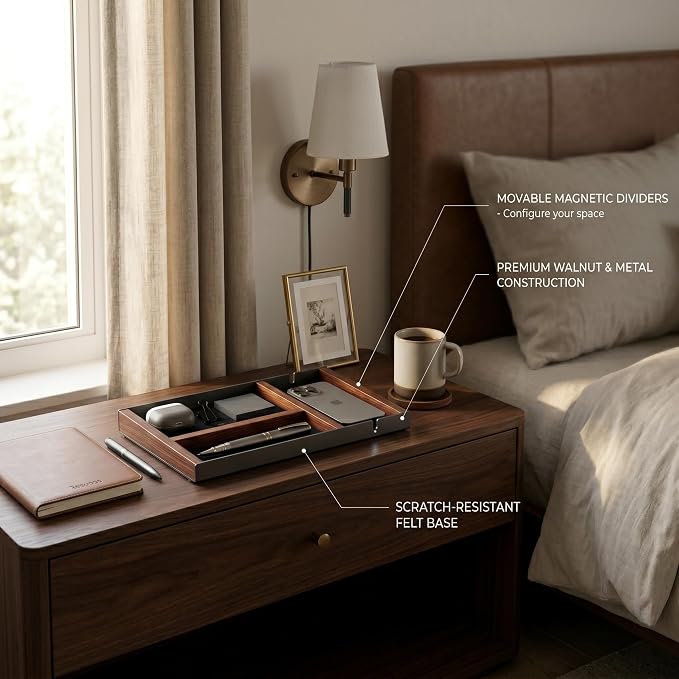 Magnetic Desk Organizer Tray — Your Order Freely Defined — Modular EDC Valet Tray for Desk & Drawer — Premium Modern Catch-All Tray for Office Workspace Home Décor & Tech Storage
