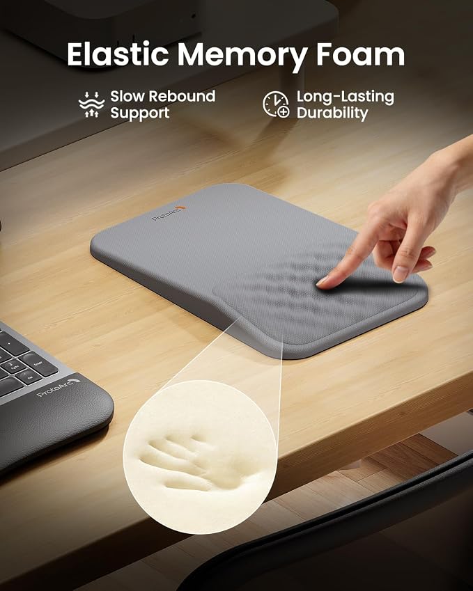 ProtoArc Ergonomic Mouse Pad with Wrist Rest, MP50 Mousepad with Massage Design, Soft Memory Foam and Non-Slip PU Base for Pain Relief, Desk, Home, Office, 12x8 Inches, Gray (Mouse Not Included)