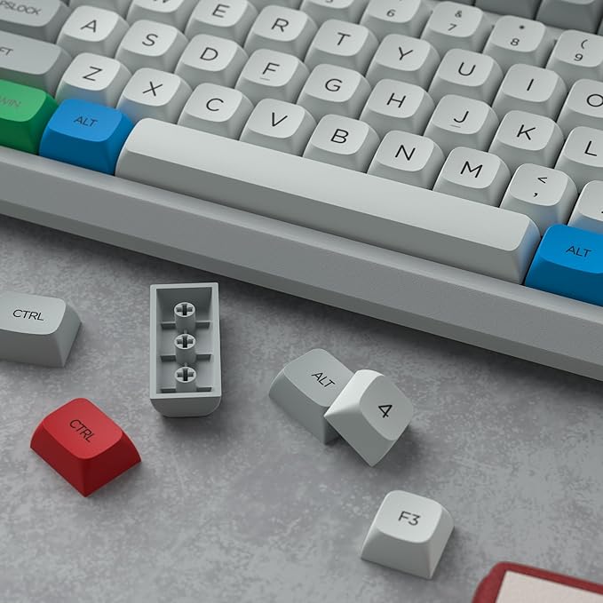 dagaladoo Retro keycaps Japanese Style Double Shot PBT Keycaps Set dye Sublimation Custom Key caps 131keys Grey/Blue/Red XDA Profile Key caps Keyboard for Gateron MX Switches Mechanical Keyboard