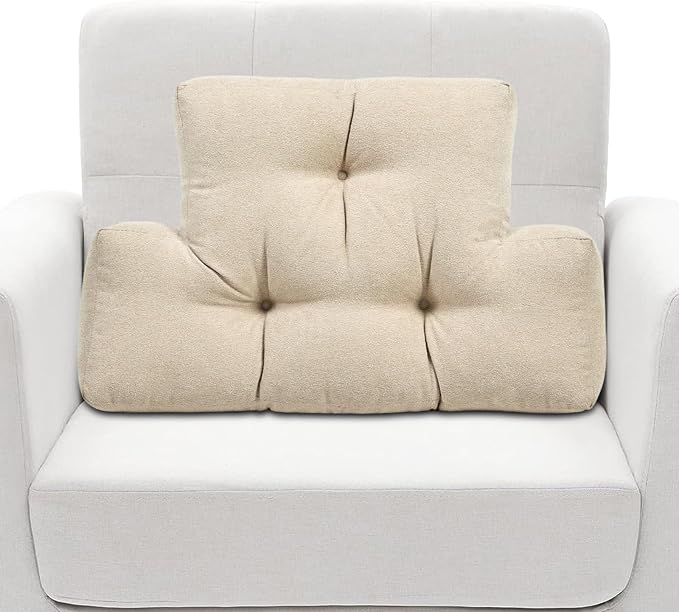 Back Pillow for Recliner Lumbar Support Pillow Soft and Fluffy Back Support Cushion Thick Lumbar Cushion for Chairs, Recliners,Sofa, Couch and Bed for Pain Relief Beige