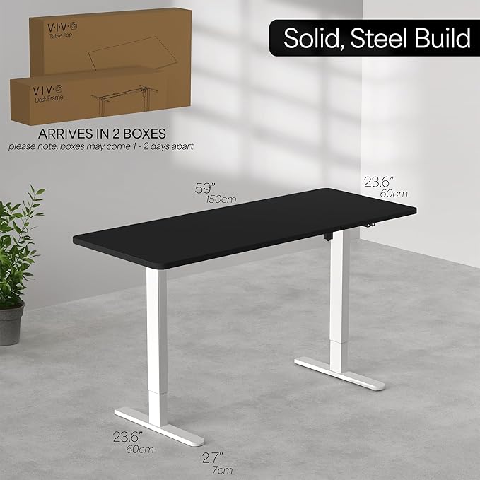 VIVO Electric 60 x 24 inch Stand Up Desk, Height Adjustable, White Dry Erase Top White Frame, Home and Office Furniture Sets, DESK-KIT-W06WE