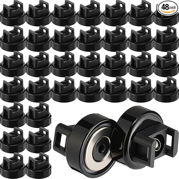 Yookeer 48 Pieces Magnet Zip Tie Mount 22 mm Heavy-duty Magnetic Zip Tie Mounts 22LBS Strong Multipurpose Wire Cable Holder Mount for Home Office Wire Management Marine Electrical Wiring