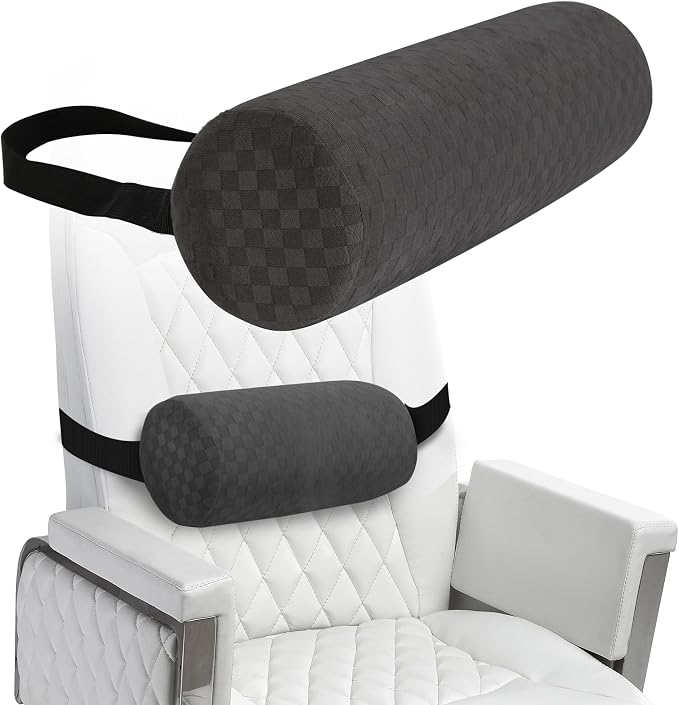 Coeyese Lumbar Roll Pillow for Lower Back Support, Dark Grey, 11 * 4.3'' | Removable Pillowcase, Upgraded Adjustable Strap, Suitable for Office, Chair, Car, Seat Pain Relief & Improving Posture
